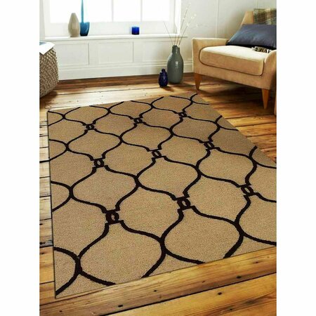 GLITZY RUGS 8 x 8 ft. Hand Tufted Wool Round Area Rug, Beige & Brown UBSK01004T0104B8
